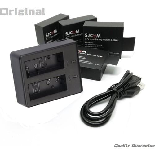 4Pcs Camera SJCAM SJ4000 SJ5000 Battery+ USB dual battery charger for sjcam SJ4000 sj4000 wifi M10 sj5000 SJ7000 series Eken H9