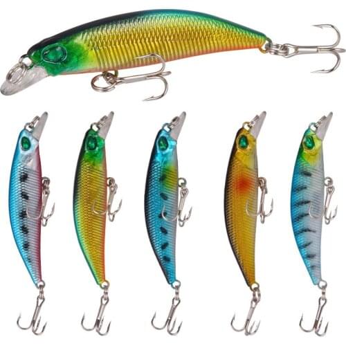 5pcs Fishing Lures Minnow 65mm 4g Treble Hook wobblers for pike Artificial Plastic Hard Bait Bass Trout lures for fishing
