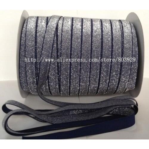 50yards/lot) Non - stretch 1.5" Frosted Navy Glitter Ribbon