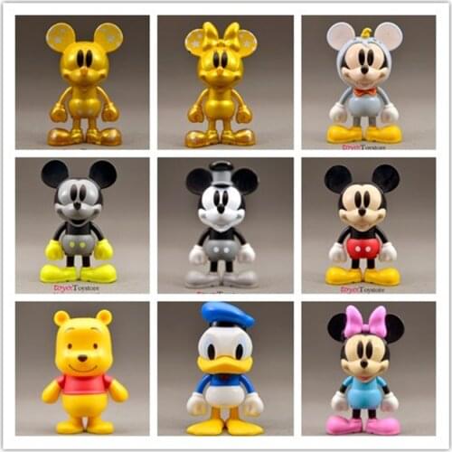 9piece/lot 10cm high quality mickey mouse and minnie mouse winnie the pooh mickey mouse friends collection figure toys