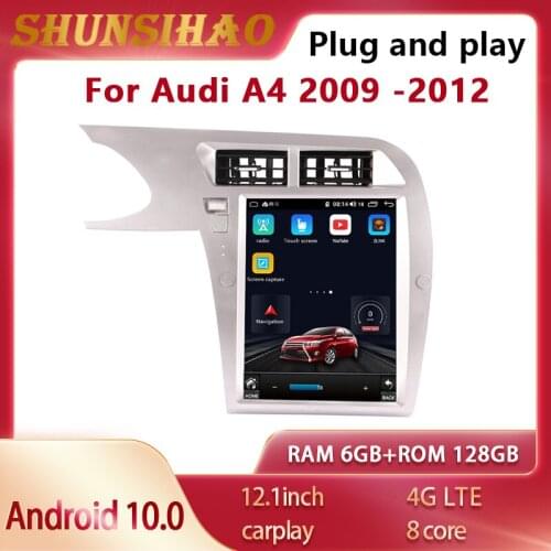 ShunSihao tesla Style car radio GPS navi for 12.1 inch Audi A4 2009 -2012 multimedia CarPlay autoradio 128GB Android 10