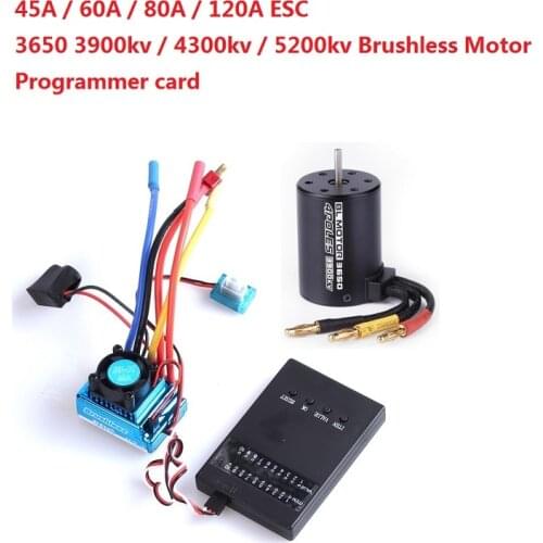 3650 3900kv 4300kv 5200KV Brushless Motor / 45A 60A 80A 120A Brushless ESC Electric Speed Controller Dust-proof for 1:10 RC Car