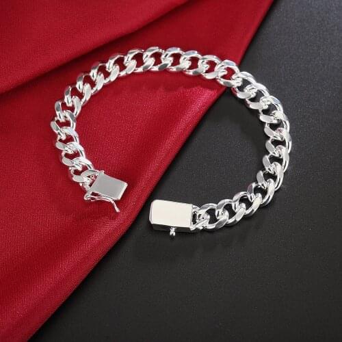 Charm 925 sterling silver Bracelets for man 10MM Domineering geometry chain Wedding party Christmas Gifts fashion Jewelry