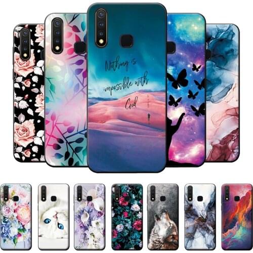 For Vivo 1915 Case Y19 Cute Floral Back Protective Cover Coque 6.53" For Vivo Y19 Case Vivo 1915 Bumper Soft TPU Silicone Cover