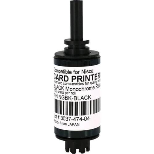 NISCA NGBK Black Compatible Ribbon - 1000 prints/roll for Nisca PR5100, PR5200, PR5300 and PR5310 card printers
