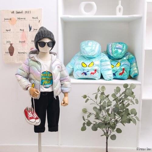 Childrens Winter SpiderMan Warm Down Jacket Boys and Girls Can Be Stored Out Jackets Are Slightly Children Down Jackets Disney