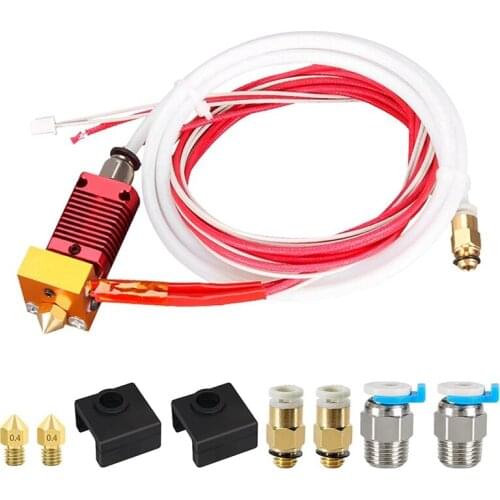 3D Printer Extruder Hot End 12V40W Extruder Mk8 Hot End Kit 0.4 mm Nozzle for 1.75 mm E3D V6 Makerbot 3D Printer