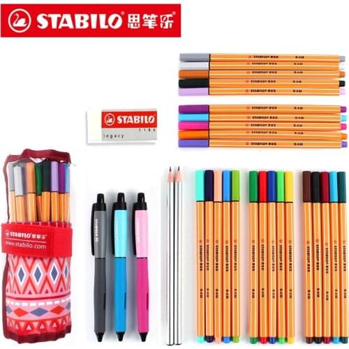 Stabilo 0.4mm Fiber Pen 25 Colors Art Marker Needle Tip Gel Pen with Bag for Sketching Manga Design School Art Supplies
