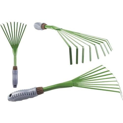 1 Piece Metal Nine Teeth Grass Rake Rubber Handle Garden Lawn Weed Leaves Cleaning Tools Gardening Supplies