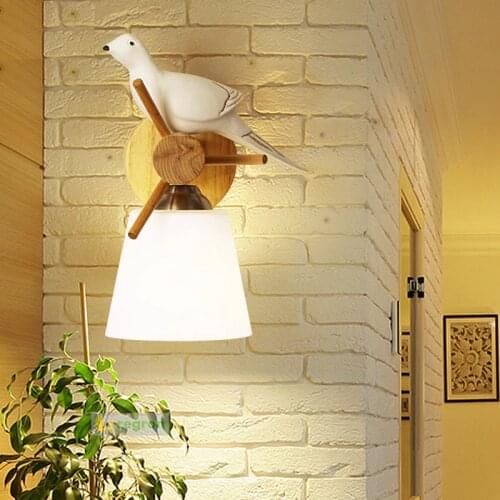 Art Gallery Led wood wall Lamp Living Room Bedroom Decorative bird Lamp Restaurant Resin Bird Wall Lights Home lights & Lighting
