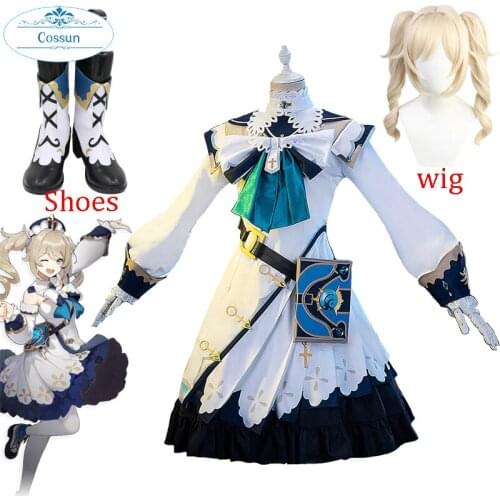 Game Genshin Impact Barbara Cosplay Costume Uniform Outfit Women Party Princess Dress Halloween Carnival Full Set wig shoes