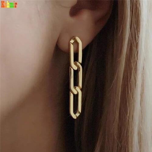 Kshmir Chain Geometric Earrings Female Retro Temperament Long Earrings European and American Gold Metal Women Punk Iron Alloy