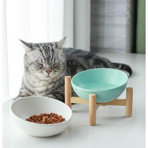 Hot Sales Ceramic Round Pet Bowl Home Cat Food Bowl Removable Bowl With Frame 45° Tilted Design Cat Bowl Pet Drinking Bowl Feed