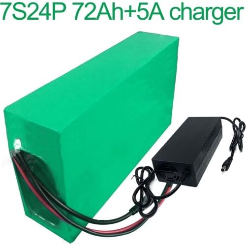With 5A charger 24V 72Ah 25.9V 7S24P 18650 Li-ion Battery Pack E-Bike electric bicycle 275x235x70mm