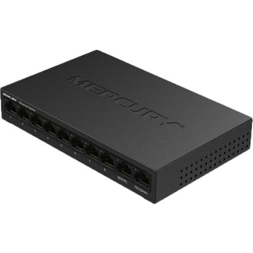 Best for NVR, Metal Ethernet Switch, Mini 10 Ports Desktop Ethernet Network Switch, 10/100Mbps LAN Hub, 2 uplink ports, (S110D)