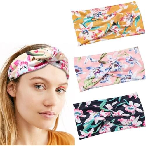 2021 Fashion Printed Sports Yoga Fitness Sweat-absorbent Face Wash Headband Stretch Fabric Women Girl Hair Accessories Headwear