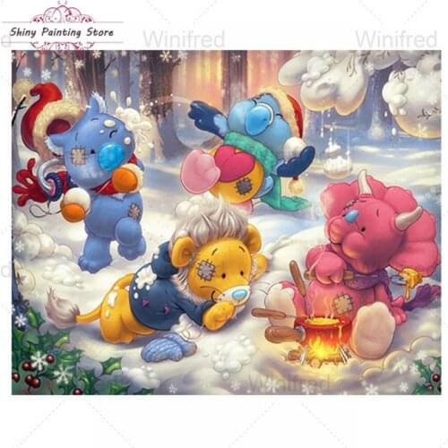 Diamond Painting Kit Embroidery DIY Cartoon Puppet Doll Lion Elephant Animal Handmade for Kids Gift Mosaic Rhinestone Picture