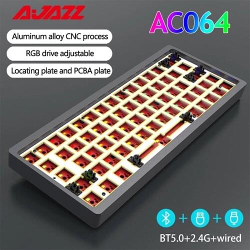 Ajazz light krypton AC064 custommade mechanical keyboard kit CNC full aluminum case kailh hot swap seat DIY Bluetooth three mode