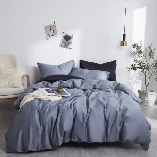 4Pcs Twin Queen King size Multi Solid Color Bedding set Grey Navy Egyptian Cotton Soft Duvet cover Fitted Bed sheets Pillowcase
