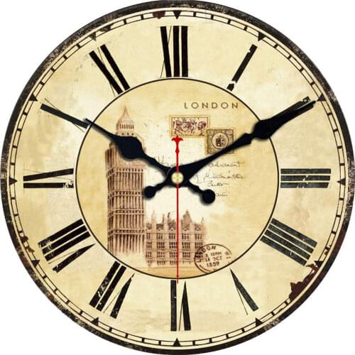 Wall Clock Battery Operated Roman Numeral Non Ticking Large Shabby Chic Clocks French Vintage Style Wooden Round Clocks