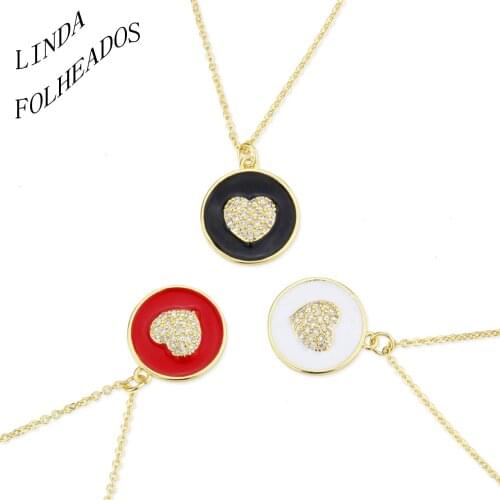 New Arrival Round Drip Gold-Plated Necklace Fashion Contracted With Zirconium Heart-Shaped Pendant Jewelry Gifts For Women