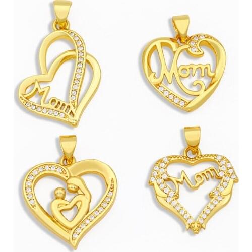 OCESRIO Fashion White Stone Gold Mama Necklace Charms for Jewelry Making Small Mom Pendant Charms for Jewelry Wholesale pdta226