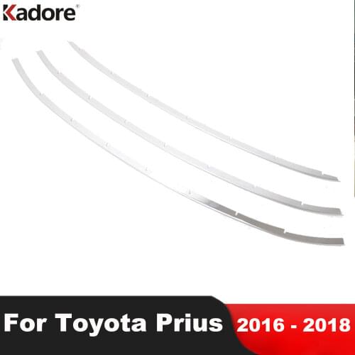 For Toyota Prius 2016 2017 Stainless Steel Car Auto Cover Accessories Front Down Center Grill Grid Grille Cover Trim 3pcs/set