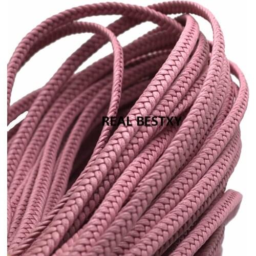 5m/lot approx 5*2mm pink braided leather Jewelry Cord String Rope DIY Leather Bracelet Making Jewelry Finding leather braided