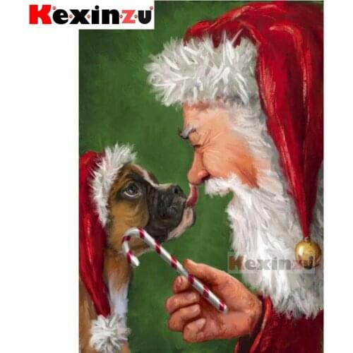 Full 5d Square/Round Diamond Painting-Santa dog-Diamond Embroidery kit Cross Stitch Mosaic Full Picture Rhinestone Decor Y07464