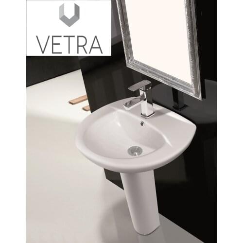 Basin with PEDESTAL Port white porcelain without grifess basin 56X44 PEDESTAL 85 CM beautifying VETRA
