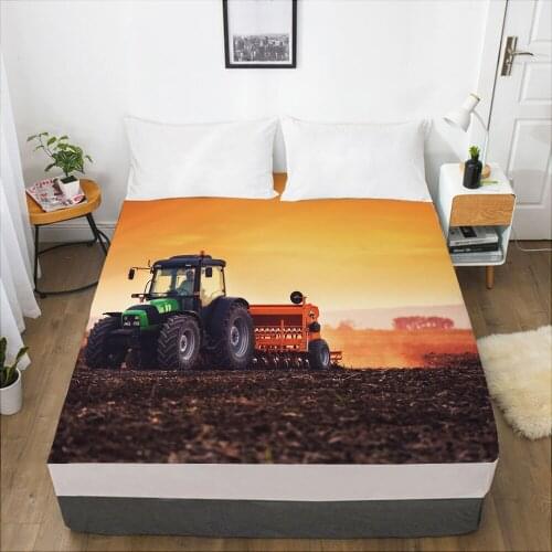 Luxury Elastic fitted sheet bed sheet With An Elastic Band Mattress Cover 150x200/160x200 Bed cover for home Tractor dusk