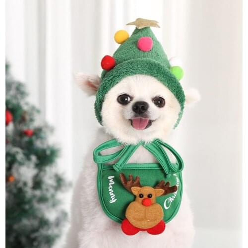 Christmas Warm Dog Winter Decorative Clothes Pets Scarf Hat Collar Bib Dressed up Costumer Outfit Cospaly Pet Festival Supplies