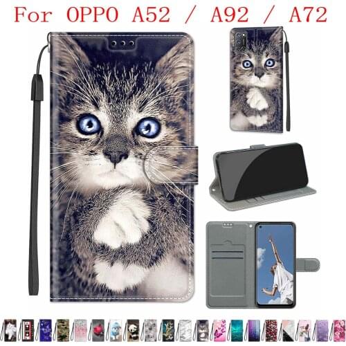 Sunjolly Case for OPPO A52 A92 A72 Wallet Stand Flip PU Leather Phone Case Cover coque capa for OPPO A52 A92 A72 Case Cover