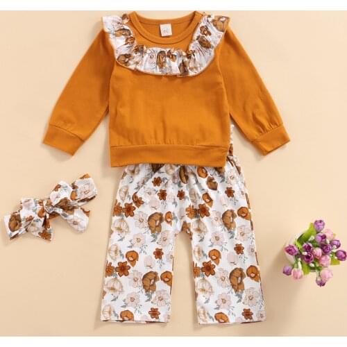 Ma&Baby 9m-4Years Newborn Infant Kid Baby Girl Clothes Set Ruffles Long Sleeve Sweatshirt Bow Pants Autumn Clothing Outfits DD40