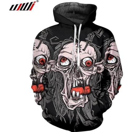 UJWI Man Hipster Eyeball Skull Fashion Hoodies 3D Printed Harajuku Big Size Streetwear 5XL Wholesale dropship Recommend