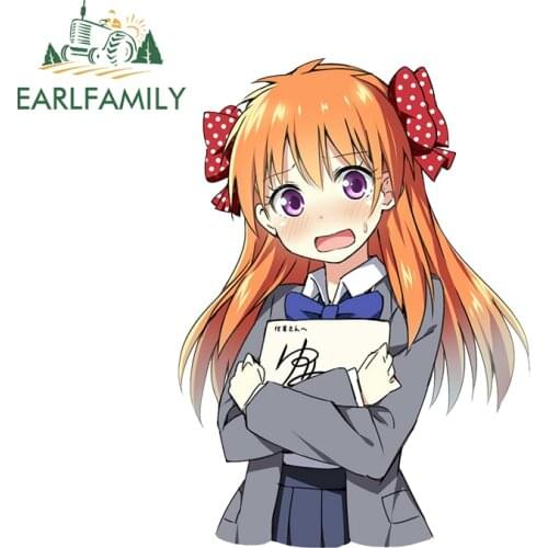 EARLFAMILY 13cm x 9.4cm for Girl Anime Car Sticker Sunscreen Vinyl Car Wrap Creative Decal Personality Surfboard ATV Decoration