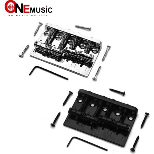 Vintage 4 String Bass Bridge Length 79.5x49.5MM Bass Fixed Bridge Saddle Top Load Black/Chrome