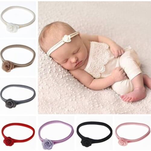 Yundlfy 2pcs Vintage Newborn Chic Flower Hairband Baby Girls Flower Nylon Headband Newborn Chic Flower Hairband