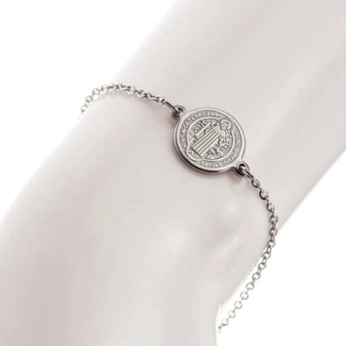Saint Benedict Medal Cross Smqlivb Bracelet For Women Stainless Steel Antique Handmade Bracelets Medallas Pulseras