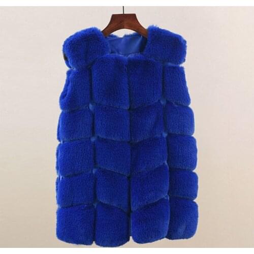2021 New New Fashion Casual Warm Slim Sleeveless Faux Fur Gilet Clothes Women Long Fur Vest keep warm Solid color