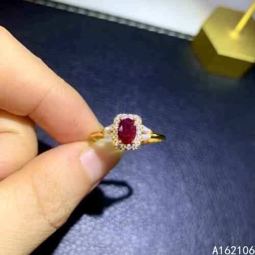 925 Pure Silver Chinese Style Natural Ruby Womens Trendy Fashion Oval Adjustable Gemstone Ring Fine Jewelry Support Detection