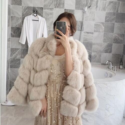 JANEFUR Winter Big fur Fox Fur Wrap with Super Warm Genuine Leather Womans Real Fur coat