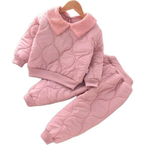 Winter Girls' Suit 2020 Autumn Add cotton two-piece Set trendy kids Cotton Clothes Coats and Pants Boy Childrens Clothing 2-7Y