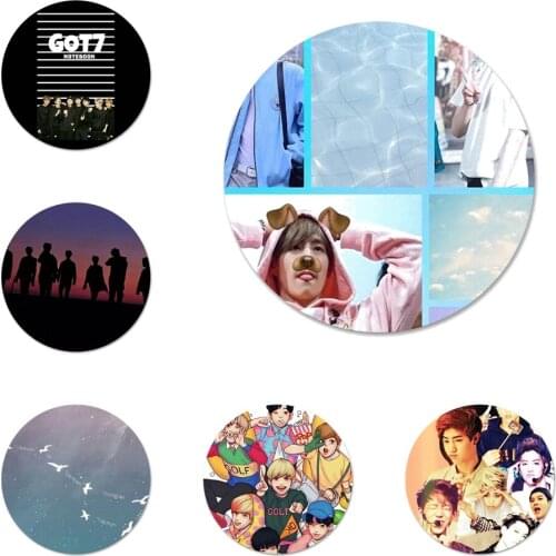 58mm Boy Group Kpop GOT7 Pattern Icons Pins Badge Decoration Brooches Metal Badges For Clothes Backpack Decoration