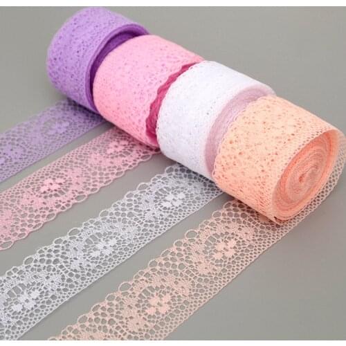 10Yard/Lot Cotton White Lace Trim Fabric Craft DIY Natural Lace Ribbon Sewing Clothing Embroidery Wedding Party Accessories 40mm