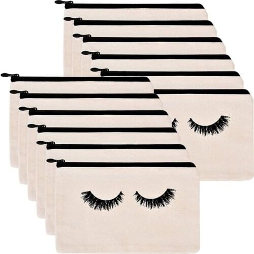 12Pcs Pencil Bags Eyelash Cosmetic Bags Makeup Bags Travel Pouches Toiletry Bag Cases with Zipper for Women Girls