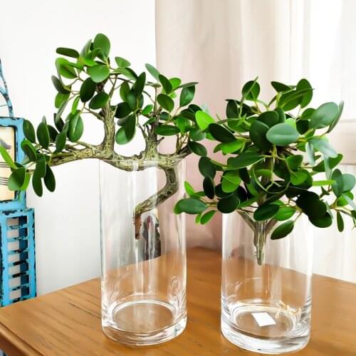25cm Small Artificial Plants Branch Fake Ficus Tree Leaf Tropical Plastic Banyan Potted Mini Desktop Craft For Home Office Decor