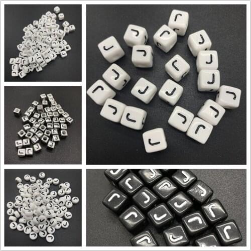 6mm 7mm 10mm Letter J Acrylic Spacer Beads Square Oval Letter Beads For Jewelry Making DIY Accessories