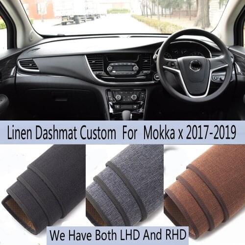 Car Styling Linen Dash Mat Covers Dashmat Dashboard Pad Carpet Accessories For Opel Mokka Vauxhall Mokka X 2017 2018 2019