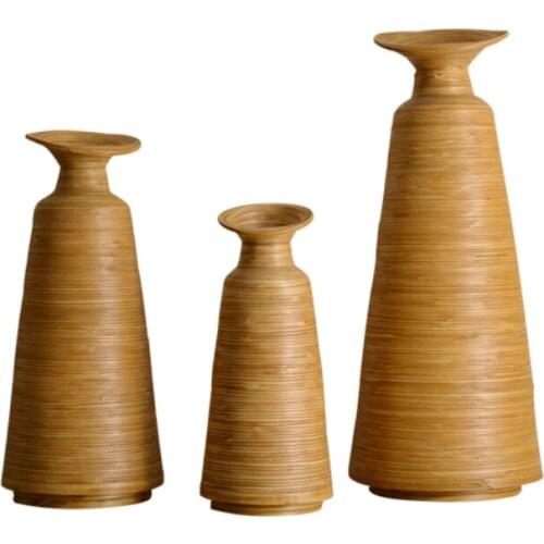 TT Jingquan Southeast Asia Bamboo Floor Vase Dried Flowers and Flowerpot Thai Art Company Club Soft Decoration
